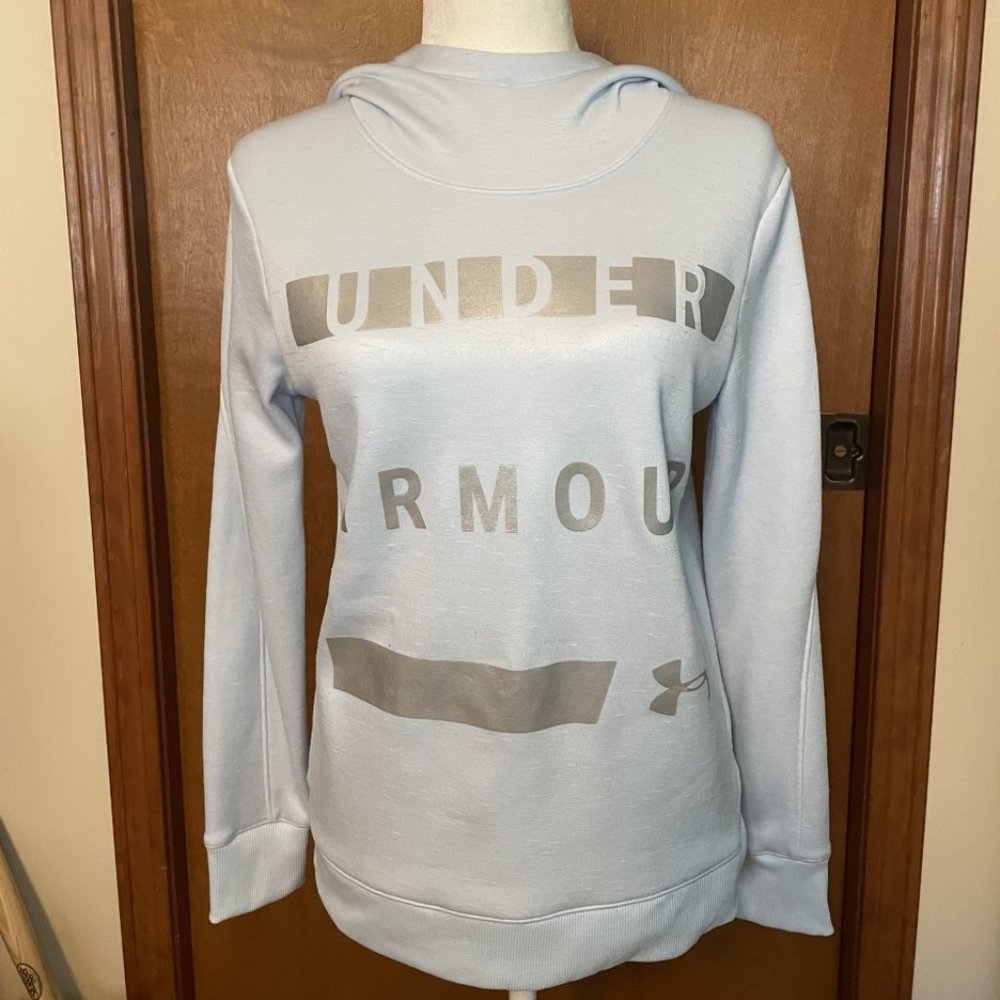 Under Armour UA Size X-Small Light Ice Blue Sweatshirt Hooded Hoody Hoodie EUC - Picture 1 of 9